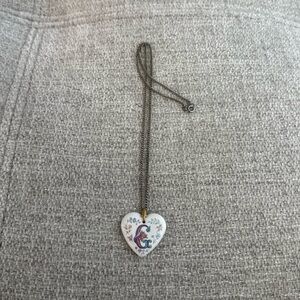 Vintage White Heart Fantasy Letter G 24” Necklace